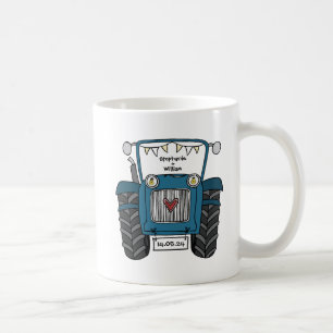 Taza De Café Regalo de boda de campo del Tractor Azul personali
