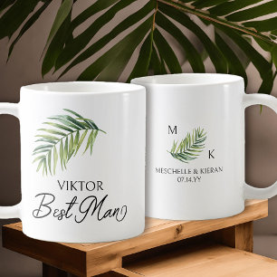 Taza De Café Regalo de boda de hoja de palma para el padrino