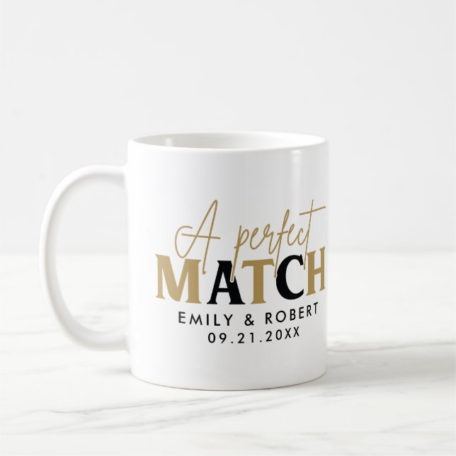 Taza De Café Regalo de Boda Gold y Black-Perfect Match (Izquierda)