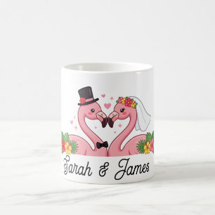 Taza De Café Regalo de boda personalizado de flamencos pareja t