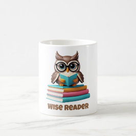 Taza de café regalo de búho lector sabio