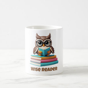 Taza de café regalo de búho lector sabio