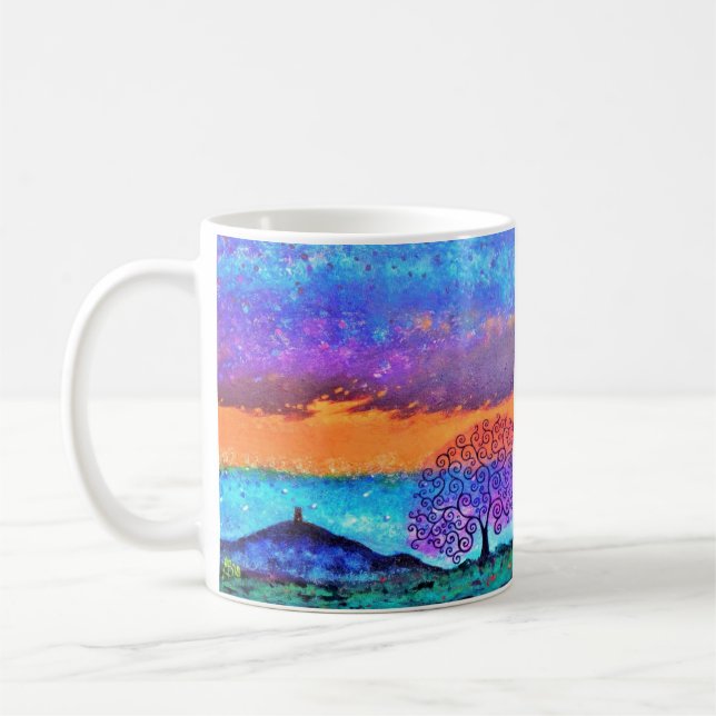Taza De Café Regalo de casa Glastonbury Tor y Tree of Life Mug (Izquierda)