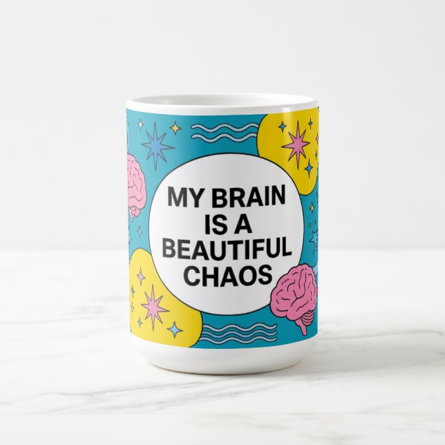 Taza De Café Regalo de Cerebro Neurodivergente Caótico ADHD Aut (Centro)