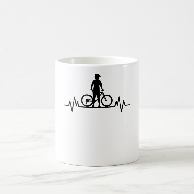 Taza De Café Regalo de ciclismo de montaña Heartbeat Mountain B (Centro)