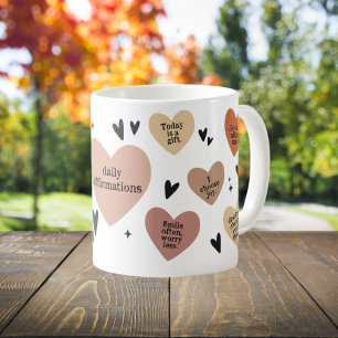 Taza De Café Regalo de citas de Boho Heart, afirmación del prof