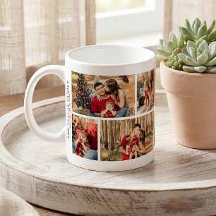 Taza De Café Regalo de Collage de 8 Fotos Familiares Personaliz