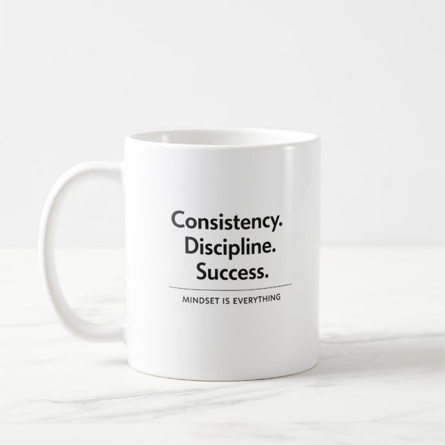 Taza De Café Regalo de Consistencia Disciplina Éxito  (Izquierda)