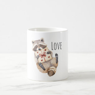 Taza De Café Regalo de Corazones de Mapache