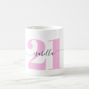 Taza De Café Regalo de cumpleaños 21 rosa