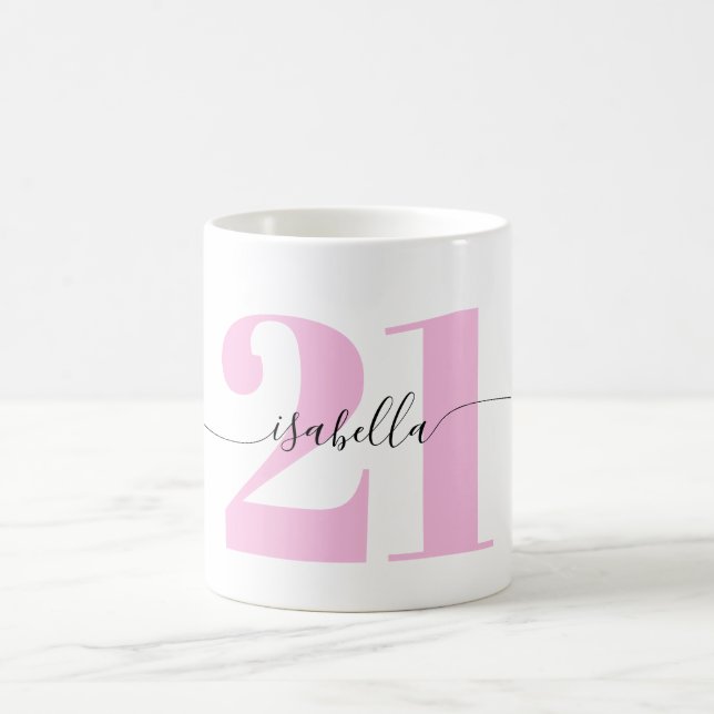 Taza De Café Regalo de cumpleaños 21 rosa (Centro)