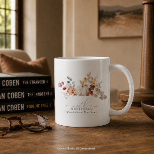 Taza De Café Regalo de cumpleaños 90 velas Calabaza blanca Flor