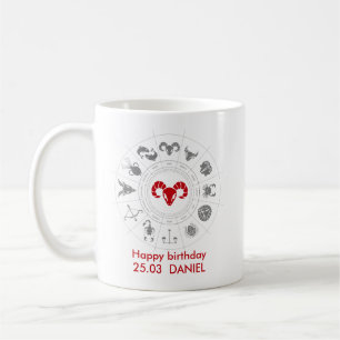 Taza De Café Regalo de cumpleaños Aries Zodiac personalizado