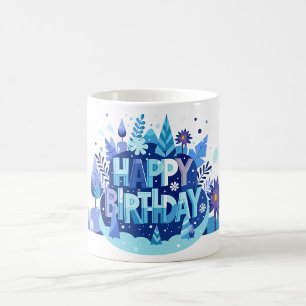 Taza De Café Regalo de Cumpleaños Botánico Brillante