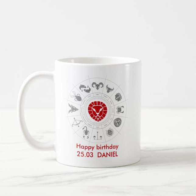 Taza De Café Regalo de cumpleaños de Leo Zodiac personalizado (Izquierda)