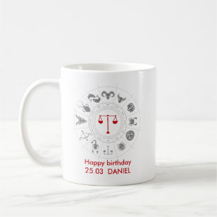 Taza De Café Regalo de cumpleaños de Libra Zodiac personalizado