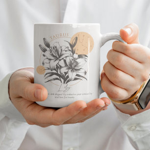 Taza De Café Regalo de cumpleaños de Tauro Astrología Floral Li