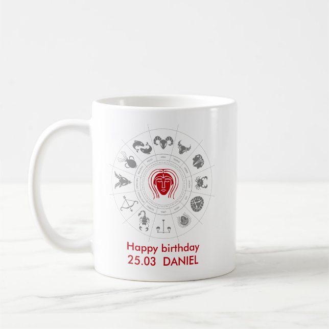 Taza De Café Regalo de cumpleaños de Virgo Zodiac personalizado (Izquierda)