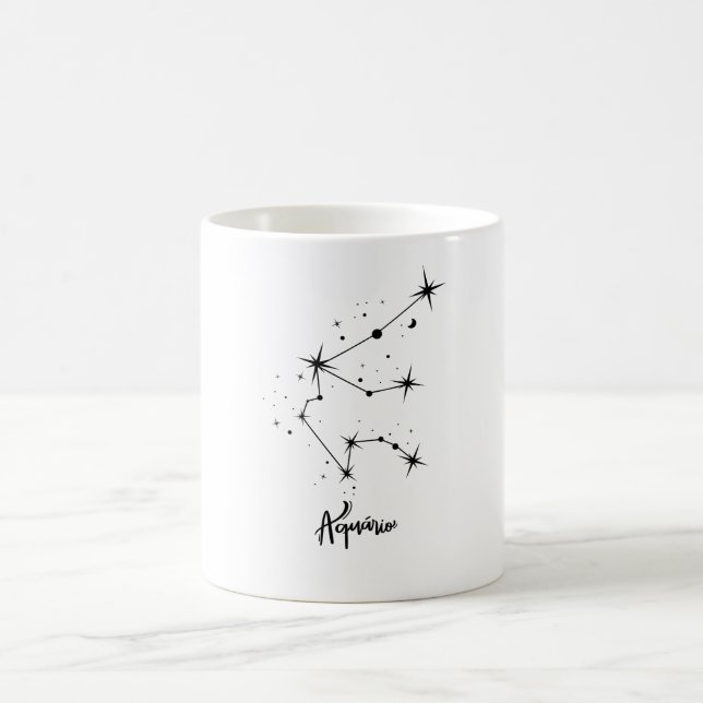 Taza De Café Regalo de cumpleaños del Rótulo Aquarius Zodiac (Centro)