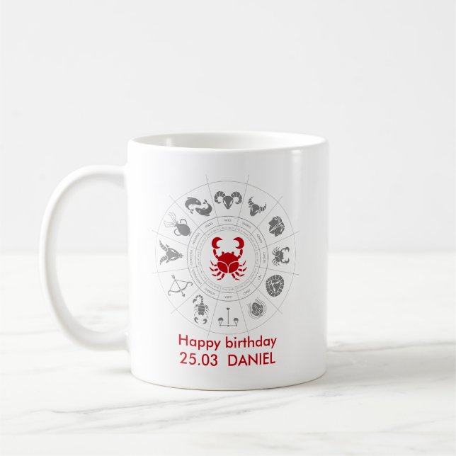 Taza De Café Regalo de cumpleaños zodiaco personalizado para el (Izquierda)