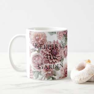 Taza De Café Regalo de dalia rosa sonrojado acuarela Cottagecor
