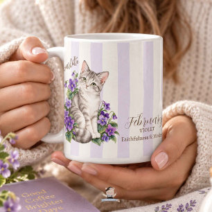 Taza De Café Regalo de dama de honor con gato y flor de nacimie