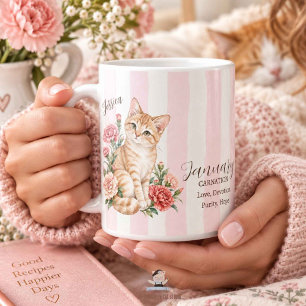 Taza De Café Regalo de dama de honor gato de flor de nacimiento