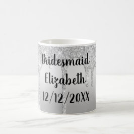 Taza De Café Regalo de Damas de Honor con Brillos de Plata Pers