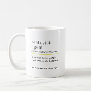 Taza De Café Regalo de definición divertida de agente inmobilia