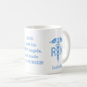 Taza De Café Regalo de enfermera RN - Personalizado - Azul