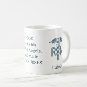 Taza De Café Regalo de enfermeras RN - Personalizado - Verde az