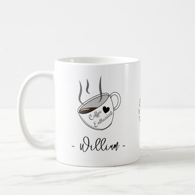 Taza De Café Regalo de Entusiast de Café para Amantes | Nombre  (Izquierda)