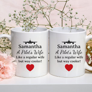 Taza De Café Regalo de esposa de piloto Avión Corazón divertido