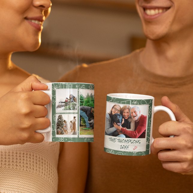 Taza De Café Regalo de familia multifotografía con dibujos de d (Subido por el creador)