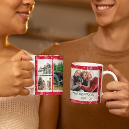 Taza De Café Regalo de familia multifotografía de Doodles rojos
