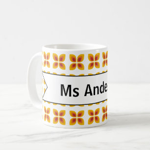 Taza De Café Regalo de fin de año para el maestro Flores Retro 