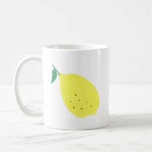 Taza De Café Regalo de fruta de limón amarillo dibujado a mano