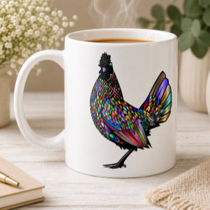Taza De Café Regalo de gallo ecléctico vívido y artístico y her
