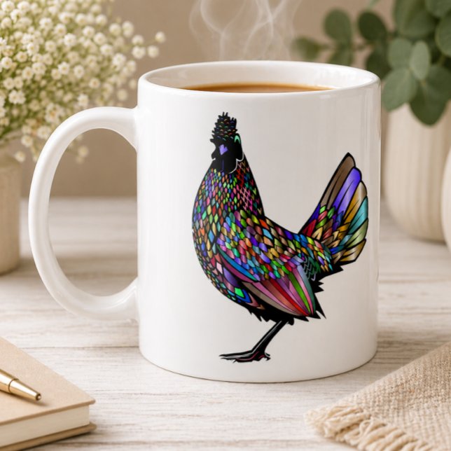 Taza De Café Regalo de gallo ecléctico vívido y artístico y her (Subido por el creador)