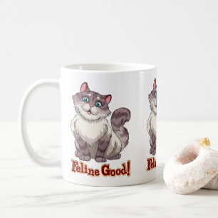 Taza De Café Regalo de gato adorable gatito gris dibujo animado