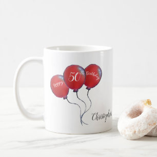 Taza De Café Regalo de globo rojo de 50 años