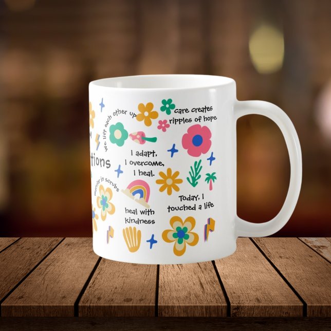 Taza De Café Regalo de graduación de enfermera floral retro gen (Subido por el creador)