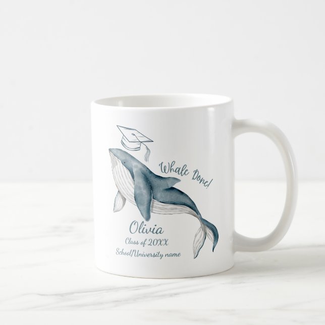 Taza De Café Regalo de graduación moderno azul blanco y de ball (Derecha)