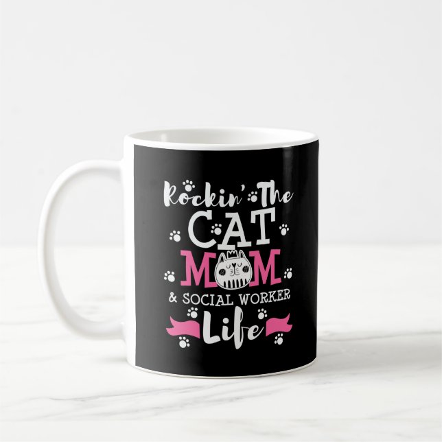 Taza De Café Regalo de graduación para gatos de trabajo social  (Izquierda)