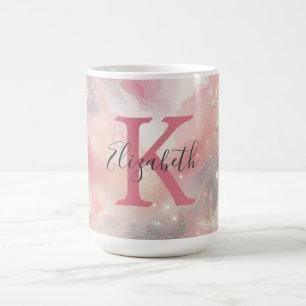 Taza De Café Regalo de inicial de nombre de monograma acuarela
