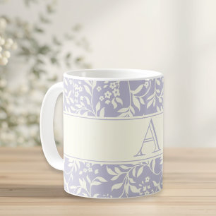 Taza De Café Regalo de inicial personalizado floral púrpura vin