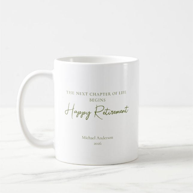Taza De Café Regalo de Jubilación: Comienza el Próximo Capítulo (Izquierda)