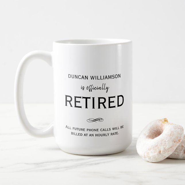 Taza De Café Regalo de jubilación, tazón de humor personalizado (Con donut)