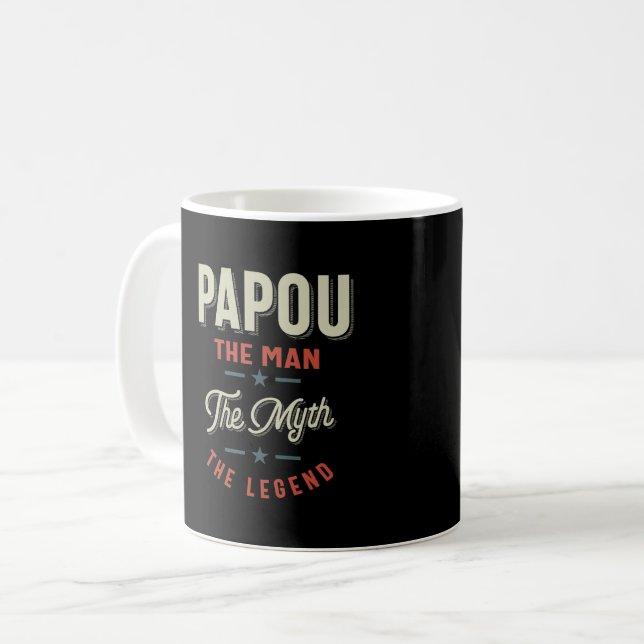 Taza De Café Regalo de la camiseta de Mens Papou: El hombre el  (Anverso izquierdo)