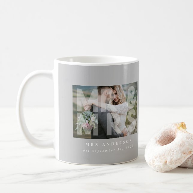 Taza De Café Regalo de la foto del Sr. y la Sra. boda (Con donut)